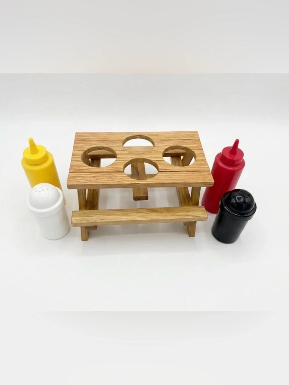 Picnic table condiment kit.
